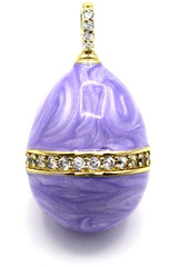 26x14mm 18k Gold-Plated Brass & Cubic Zirconia Enameled Egg Pendant, Purple & Gold