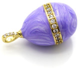 26x14mm 18k Gold-Plated Brass & Cubic Zirconia Enameled Egg Pendant, Purple & Gold