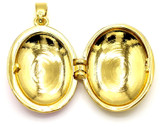 22x17mm 18k Gold-Plated Enameled Brass Locket, White Floral