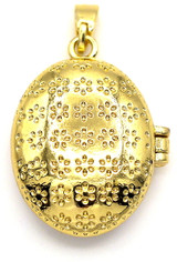 22x17mm 18k Gold-Plated Enameled Brass Locket, Yellow Floral