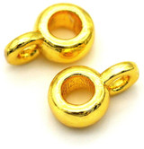 2pc 6x4mm 18k Gold-Plated Brass Tube Bail Beads