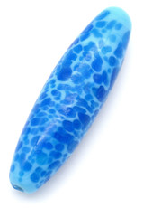 Approx. 40x12mm Lampwork Glass Cylinder Bead, Dotted Blue