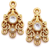 2pc 18.5x10.5mm Brass & Cubic Zirconia Chandelier Links