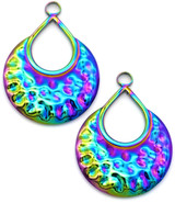 2pc 28x21mm Stainless Steel Textured Teardrop Charms, Multi