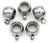 5pc 6x5mm Stainless Steel Large Hole Tube Bail Beads w/1.4mm Loop