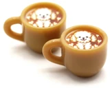 2pc 21x12mm Resin Coffee Cup w/Latte Art Dog Design Pendants, Brown