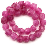 Approx. 6" Strand 5-6mm (Dyed) Quartz Faceted Cube Beads, Magenta