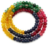 Approx. 13" Strand 4x3mm Malaysia "Jade" (Dyed Quartz) Faceted Rondelle Beads, Jewel Tone Mix