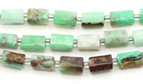 Approx. 7.5" Strand Approx. 10x7mm Chrysoprase Gently-Faceted Cylinder Beads