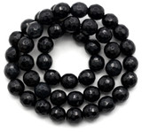 Approx. 14.5" Strand 8mm Black Agate (Dyed & Heated) Faceted Round Beads