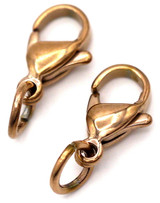 2 Sets 12x8mm Rose Gold-Plated Stainless Steel Lobster Claw Clasps