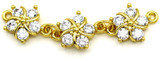 Approx. 42x10mm Brass & Cubic Zirconia Triple Flower Link