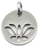 12mm Stainless Steel Laser-Cut Round Lotus Flower Charm