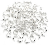 100pc 7x4mm Brass Clamshell 2-Loop Crimp/Knot Cover Bead Tips, Bright Silver