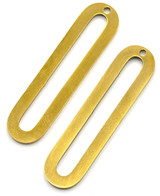 2pc 30x7mm Stainless Steel Laser-Cut Oval Pendants, Gold