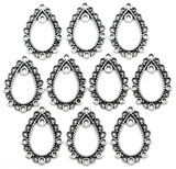 10pc 25x17mm Lacy Teardrop Chandelier Links, Antique Silver