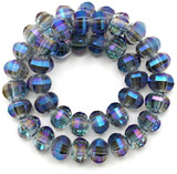 Approx. 7" Strand 6x5mm Crystal Faceted Lantern Beads, Slate Blue Iris