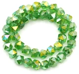 Approx. 8.5" Strand 6x5mm Crystal English-Cut Beads, Green AB
