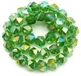 Approx. 8.5" Strand 6x5mm Crystal English-Cut Beads, Green AB