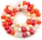 Approx. 15.5" Strand 8x5mm Crystal Faceted Rondelle Beads, Beach Sunset