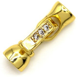 18x7mm 18k Gold-Plated Brass & Cubic Zirconia Fold-Over Clasp