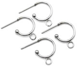 4pc (2 Pair) 16x12mm Stainless Steel Hoop Earring Finding w/Loop