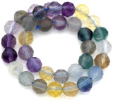 Approx. 7.5" Strand 6mm Rainbow Fluorite Finely-Faceted Round Beads