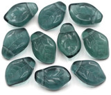 10pc 14x9mm Czech Pressed Glass Top-Drilled Wavy Leaf Beads, Montana Blue