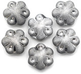6pc 11mm Czech Pressed Glass Rustic Flower Beads, Crystal/Matte Labrador