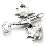 Approx. 67x55mm Enameled Rhinestone Dragon Pendant, Silver w/White & Black