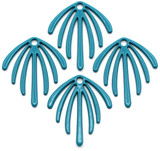 4pc 22x20mm Teal Blue Coated Fan Pendants