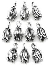 10pc 12x7mm Tulip Flower Drops, Antique Silver