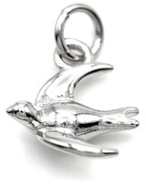 12x11mm Platinum-Plated Brass Swallow 3D Bird Charm
