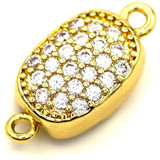 16x8mm 18k Gold-Plated Brass & Cubic Zirconia Oval Box Clasp
