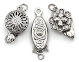 RANDOM PICK: 3pc Mixed Style Brass Box Clasps, Antique Silver