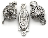 RANDOM PICK: 3pc Mixed Style Brass Box Clasps, Antique Silver