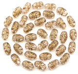 5-Gram Bag (Approx. 35pcs) 6x4mm Czech Pressed Glass Starburst Oval Beads, Light Rosaline w/Gold Wash