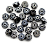 CLOSEOUT: 5-Gram Bag (About 24pc) 6x3mm Czech Fire-Polished Glass Faceted Rondelle Beads, Jet Hematite Luster (PLEASE READ)