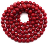 15.5" Strand Approx. 4mm Bamboo Coral (Dyed) Round Beads, Red
