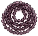 Approx. 12" Strand 4mm Crystal Faceted Bicone Beads, Amethyst