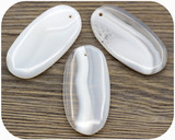 1pc Approx. 43x21mm White Agate Oval Pendant