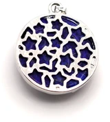 31x28mm Lapis Lazuli (Dyed) Pendant w/Crescent Moon & Cat, Antique Silver