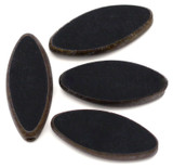 4pc 18x7mm Czech Table-Cut Glass Marquise Beads, Jet w/Matte Gold-Bronze