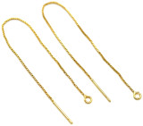 2pc Approx. 100-112mm 18k Gold-Plated Brass Nickel-Free Ear Threads