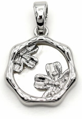 16x14mm Brass & Mother-of-Pearl Shell Hexagon Floral Pendant, Silver