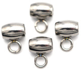 4pc 7x5x4mm Stainless Steel Oval Tube Bail Beads w/2mm Loop