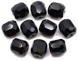 NEW--10pc 10mm Crystal Faceted Barrel Beads, Jet