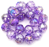 20pc Strand 8mm Crystal Rose-Cut Faceted Crackled Round Beads, Violet Coat AB