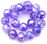 20pc Strand 8mm Crystal Rose-Cut Faceted Crackled Round Beads, Indigo Coat AB