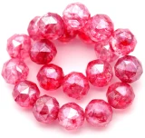 20pc Strand 8mm Crystal Rose-Cut Faceted Crackled Round Beads, Rose-Red Coat AB